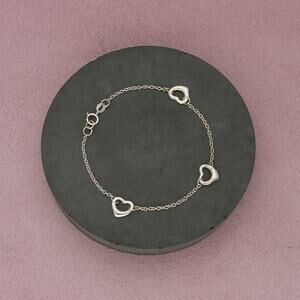 sterling silver open heart link bracelet size 7.25in